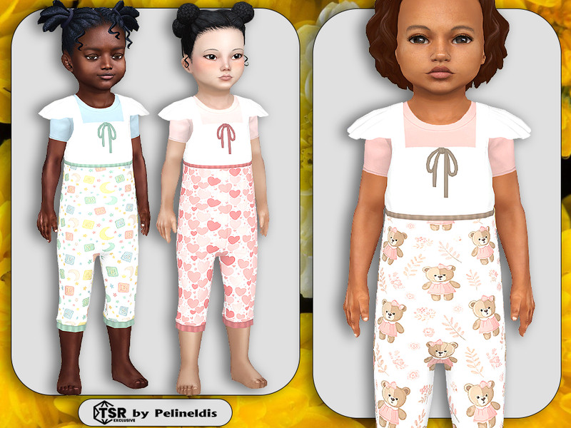 Sims 4 toddler girl clothing CC Toddler Little Girls Jumpsuits by Pelineldis