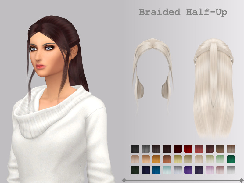 Sims 4 braided and loc hair CC Braided Half-Up by Yinyn