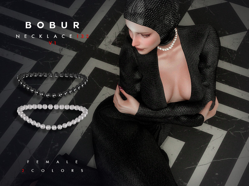Sims 4 CC Pearl Choker Necklace V2 by Bobur2