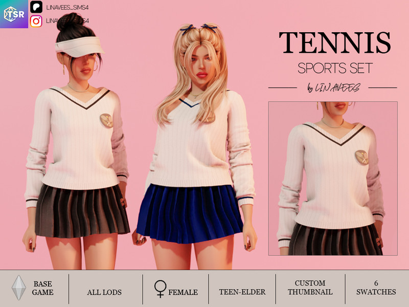 Sims 4 fall clothing CC TENNIS SPORTS SET - SWEATER by linavees