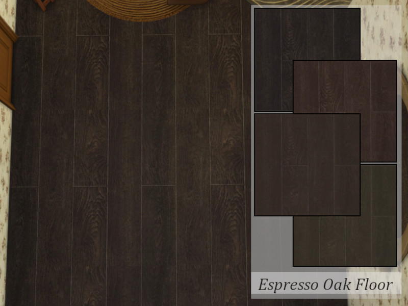 Sims 4 architectural Build Mode detail CC Espresso Oak Floor by KsuCCSims4