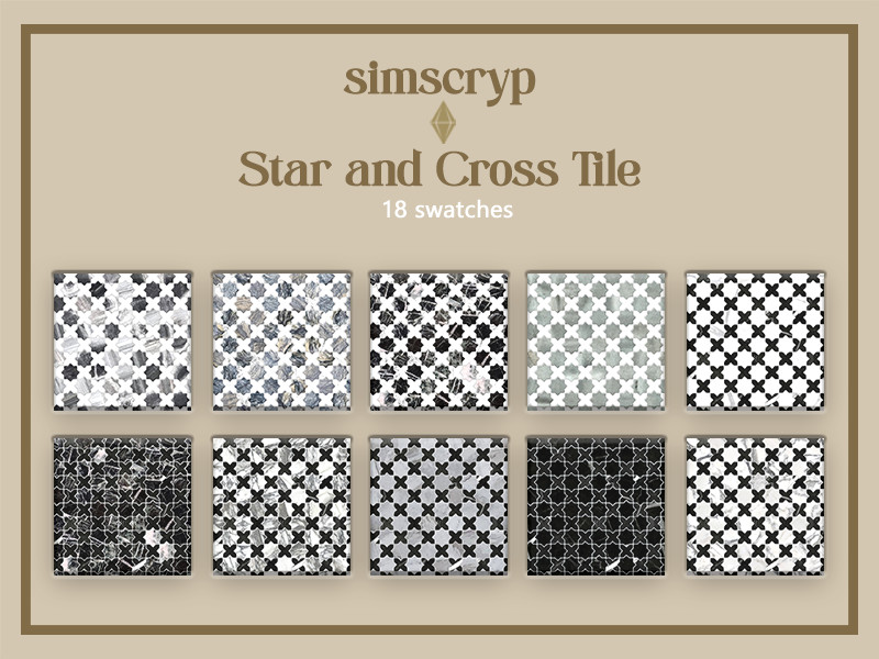 Sims 4 CC simscryp - Star and Cross Tile by Simscryp