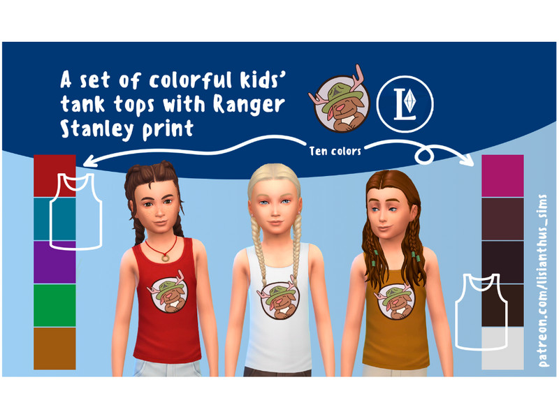 Sims 4 CC Kids' tank tops with Ranger Stanley by lisianthus_sims