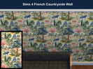 Sims 4 — French Countryside Wallpaper by Surfkitten — Base game wall recolored in a French countryside toile style