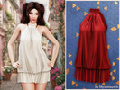 Sims 4 — Gathered halter mini dress by MysteriousOo — This silky mini dress features a high halter neckline and softly