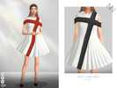 Sims 4 — CROSS-SHAPED DRESS by ZNsims — cross, dress, sleeveless, off-the-shoulder, umbrella skirt