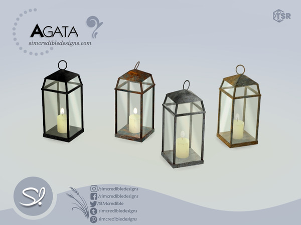 Sims 4 — Agata Candle Large by SIMcredible! — by SIMcredibledesigns.com available at TheSimsResource 4 colors variations