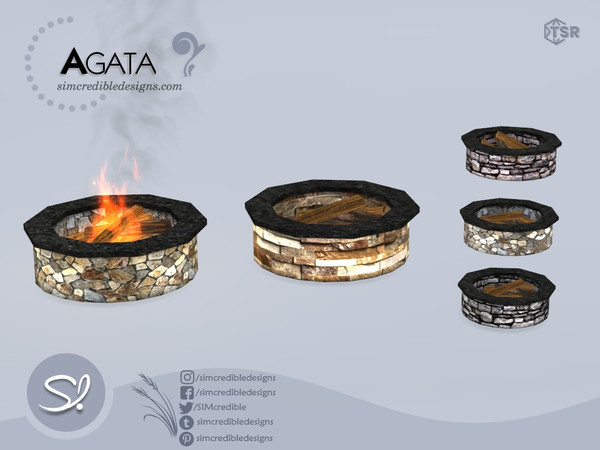 Sims 4 — Agata Firepit *REQUIRES Outdoor retreat* by SIMcredible! — requires Outdoor retreat pack by