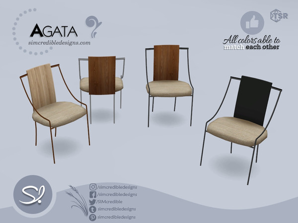 Sims 4 — Agata chair by SIMcredible! — by SIMcredibledesigns.com available at TheSimsResource 3 colors + variations