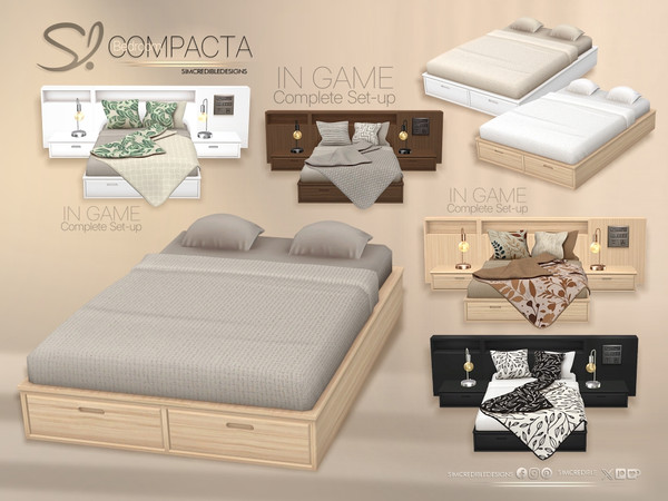 Sims 4 — Compacta Bedroom Bed by SIMcredible! — Bringing today the Compacta Bedroom. A cozy and stylish set designed