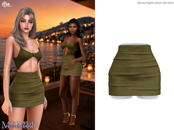 Sims 4 — Sienna Nights Sleek Mini Skirt by Mermalade — Sienna Nights Twist Cutout Top