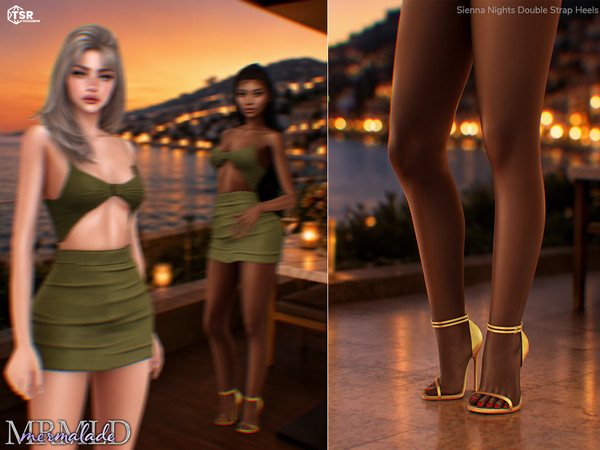 Sims 4 — Sienna Nights Double Strap Heels by Mermalade — Sienna Nights Twist Cutout Top