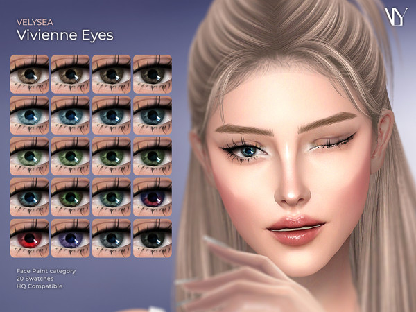 Sims 4 — VELYSEA Vivienne Eyes by VELYSEA — Face Paint category HQ comatble 20 swatches