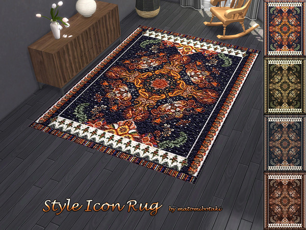 Sims 4 — Style Icon Rug by matomibotaki — A classically beautiful large rectangular rug with an elegant pattern, timeless