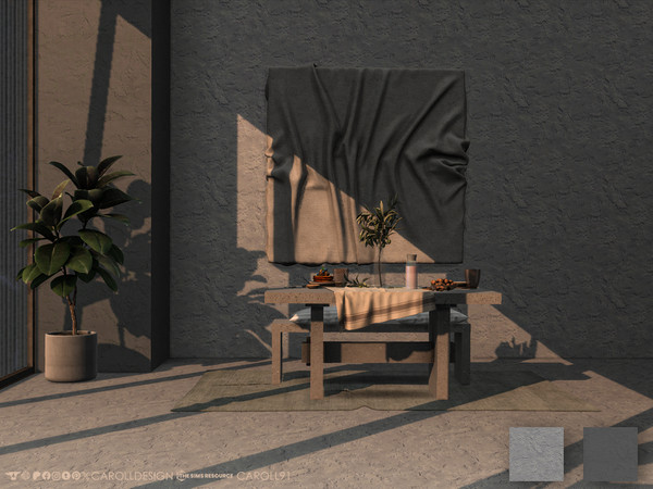 Sims 4 — Intonacare Wall 2 by Caroll912 — A 2-swatch textured stone wall in grey tones. Suitable for indoor and outdoor