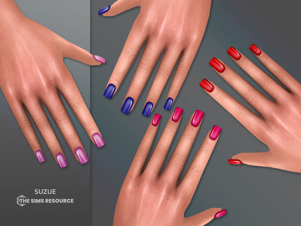 Sims 4 — Square Gel Nails by Suzue — New Mesh (Suzue)