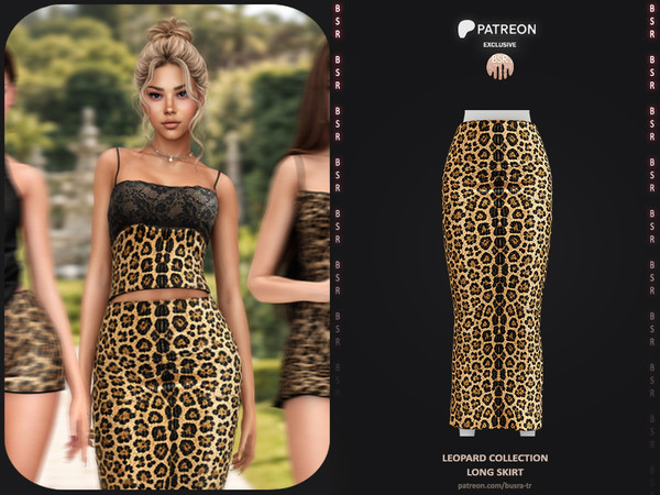 Sims 4 — Leopard Collection - 2 Long Skirt by busra-tr — Note: This release was previously shared with my Patreon