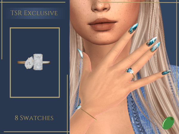 Sims 4 — Toi Et Moi Diamond Ring by Pitted0live — Toi Et Moi style ring with a pear and emerald cut diamond Custom