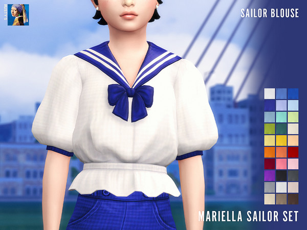 Sims 4 — RUSTY-260727_Mariella Sailor Blouse [Child] by rustys_cc — Mariella Sailor Blouse & Short Trousers Set for