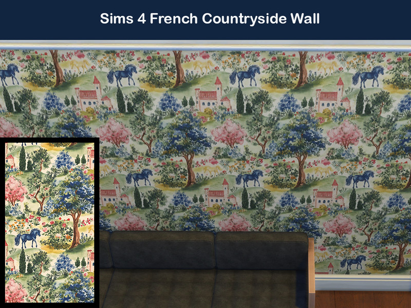 Sims 4 wall panel and wainscot CC French Countryside Wallpaper by Surfkitten
