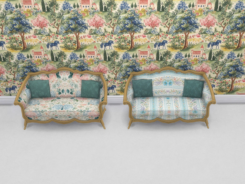 Sims 4 sofa loveseat and lounge seating CC Cottagecore Loveseat by Surfkitten