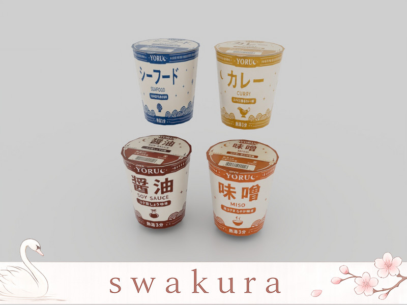 Sims 4 kitchen and cafe Build Buy CC YORU Cup noodles by Swakura