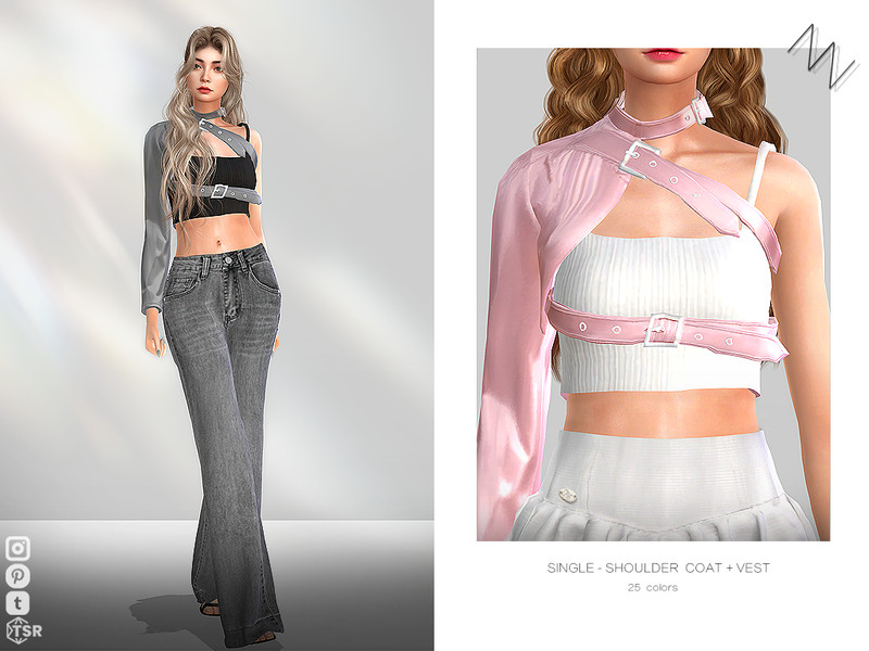Sims 4 fall clothing CC SINGLE SHOULDER COAT by ZNsims