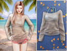Sims 4 — Swimsuit top with sheer cover-up by MysteriousOo — A striped swimsuit top paired with a lightweight sheer long