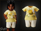Sims 4 — Infant - Cheerful bee shorts set with daisy print details by Garfiel — A lovely infant outfit featuring a soft