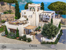 Sims 4 — Oria - No CC by Rirann — Oria is a modern mediterranean villa with multi-level patios, a semi-open BBQ zone,