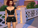 Sims 4 — Black Ribbon Crop Top and Shorts Set by alisserpo82 — A casual and stylish black ribbon crop top and shorts set