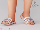 Sims 4 — Toddler Floral Strappy Slide Sandals by FlyStone — Toddler open-toe slide sandals featuring multiple wide straps