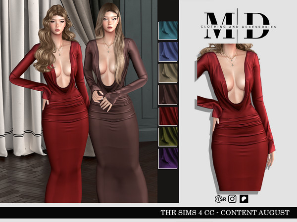 Sims 4 — Elegant long red dress with long sleeves by Mydarling20 — Outfit Information Age Groups: Teens, Young Adults,