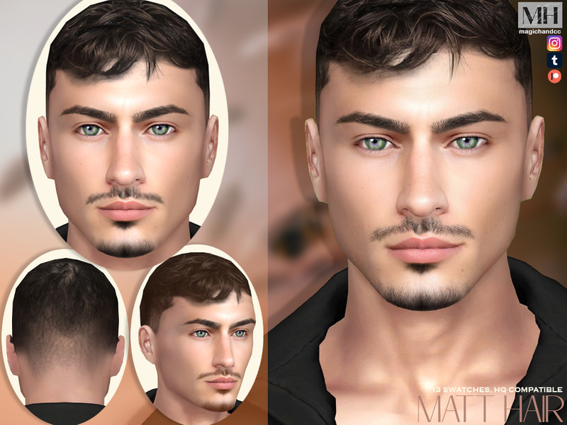 Sims 4 short cropped and unisex hairstyle CC Matt Hair by MagicHand