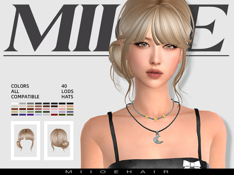 Sims 4 sculpted and creative hairstyle CC MIIOE-updo by MIIOE