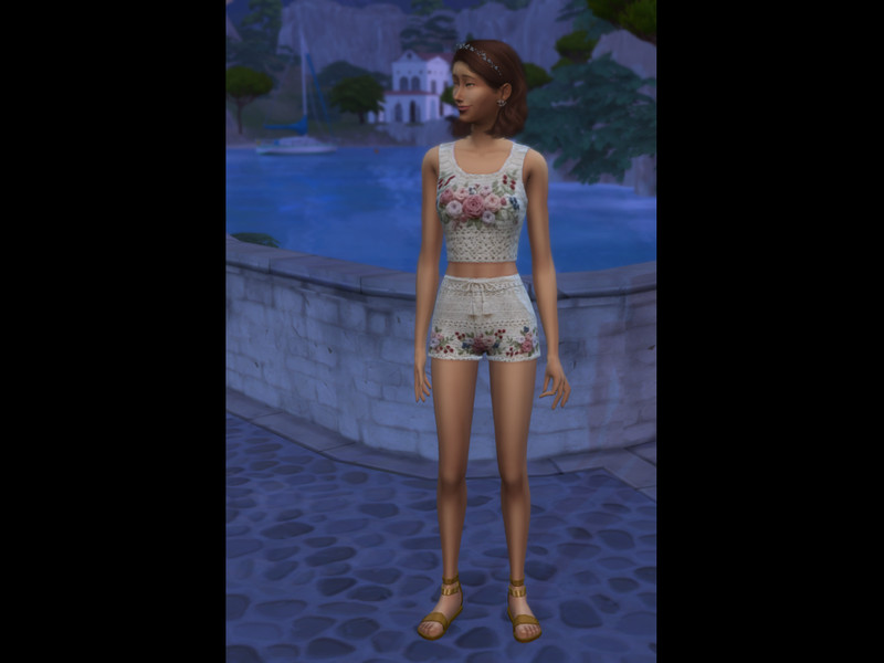 Sims 4 spring clothing CC Floral Crop Top and Shorts Set by alisserpo82