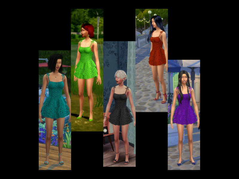 Sims 4 lace bow and ruffle fashion CC Lace Mini Dress Set by alisserpo82