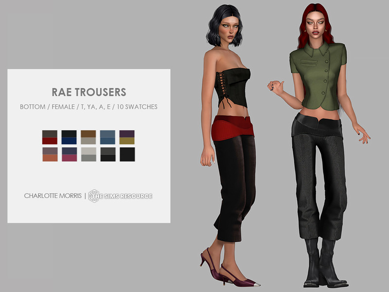 Sims 4 classic tailoring and knitwear custom content CC Rae Trousers by Charlotte_Morris