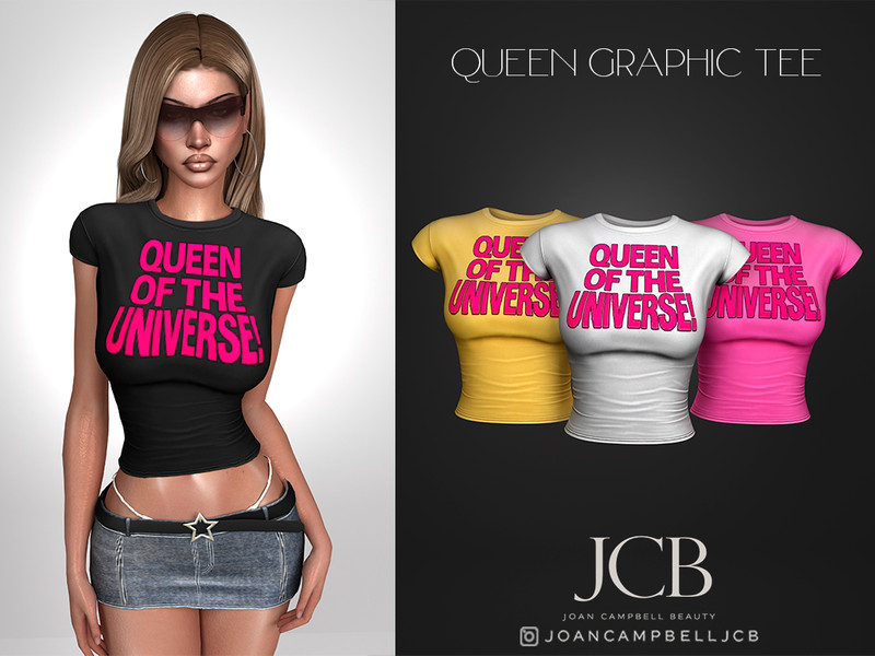 Sims 4 streetwear fashion CC QUEEN GRAPHIC TEE by Joan_Campbell_Beauty_