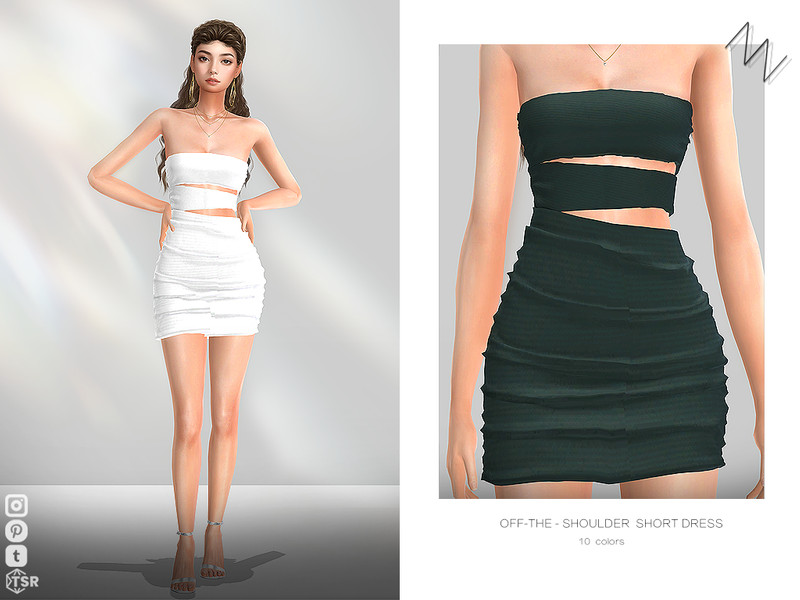 Sims 4 special occasion fashion CC OFF-THE-SHOULDER SHORT DRESS by ZNsims