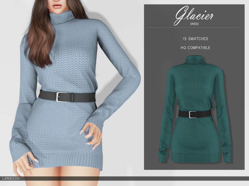 Sims 4 dress CC Glacier Sweater Dress by Luminescent-cc
