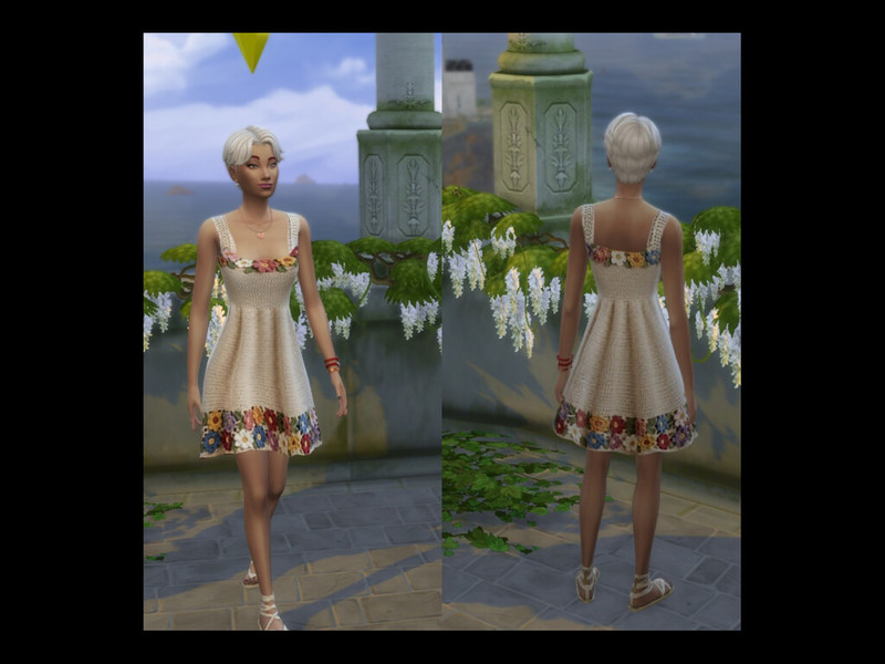 Sims 4 spring clothing CC Spring Floral Crochet Dress by alisserpo82