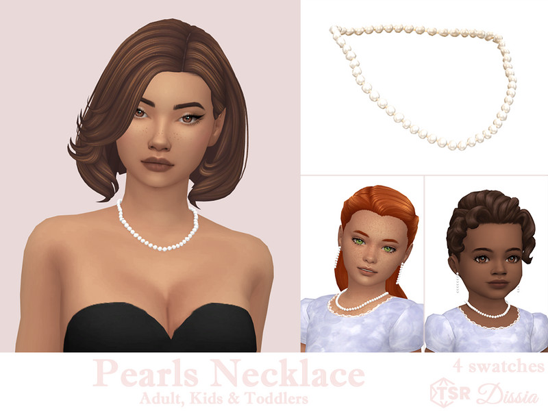 Sims 4 necklace CC Pearls Necklace Kids by Dissia