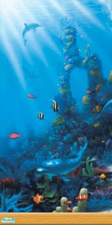 Sims 2 — Dolphin Wall Mural - Panel 1 by chasingtheflames — This is the 1st panel of a 6 panel set. The first 3 panels