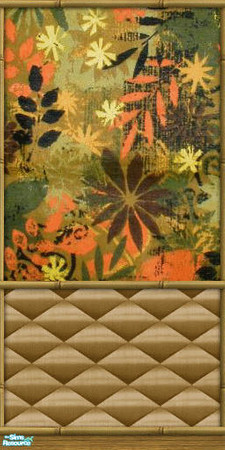 Sims 2 — Sim Tiki - Kitchen 8 by Shannanigan — Retro Jungle Wallpaper with Quilted Brass