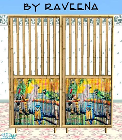 Sims 2 — Tike Bamboo Screen - 2 by Raveena — Part of the Tiki Bamboo Screens set. You need BitzyBus's mesh file for this