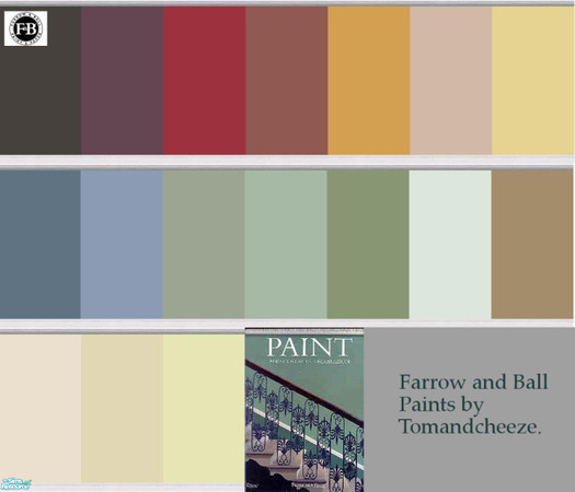 Sims 2 — Farrow and Ball Paints by tomandcheeze — A set of 17 Farrow and Ball paints with kickboarding and moulding in