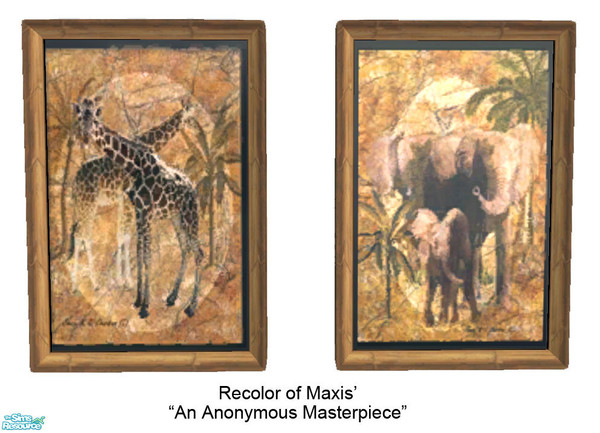 Sims 2 — Jonnie Chardonn Prints by dancingaphrodite — Two prints by Jonnie Chardonn. Includes golden bamboo frame.