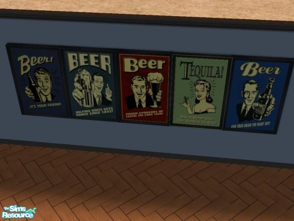 Sims 2 — Retro Alcohol Framed Posters by priestmere — 5 Framed Posters. Funny posters about Beer and Tequila.