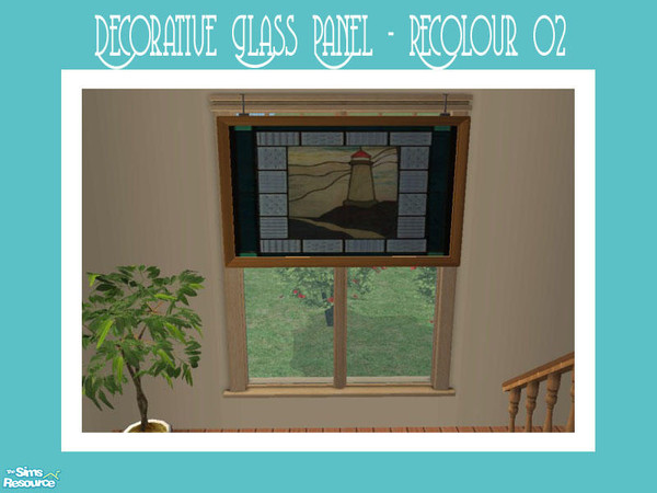 Sims 2 — Decorative Glass Panel - Recolour 2 by Shakeshaft — Part of a set of stained glass decorative panels, suspended